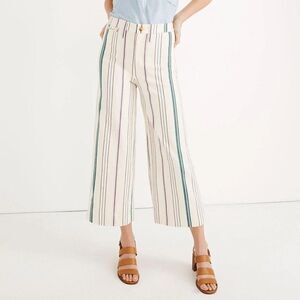 NWOT Madewell Emmmett wide leg High Rise Striped Crop Pants Sz 27